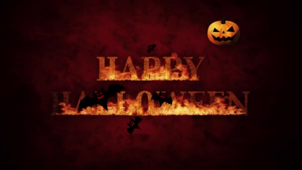 Joyeux Halloween Logo Brûlant Aux Citrouilles Chauves Souris Sur Fond — Video