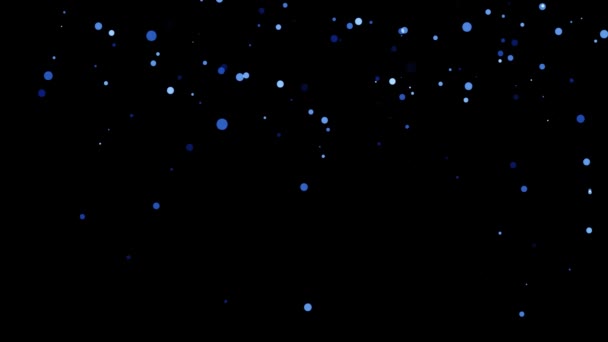 Video Brillantes Partículas Redondas Azules Vertiendo Hacia Abajo Tamaño — Vídeo de stock
