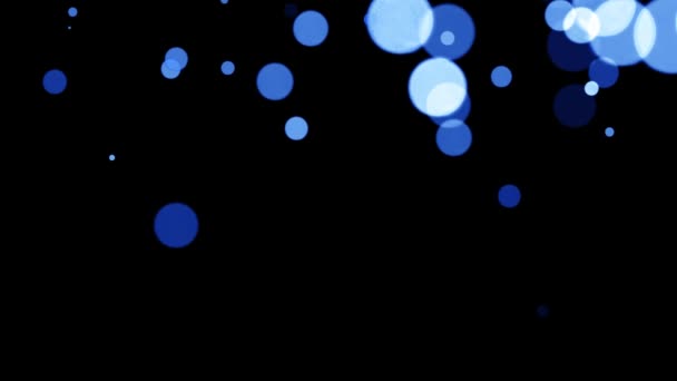 Vídeo Brillantes Partículas Redondas Azules Vertiendo Hacia Abajo Tamaño — Vídeo de stock
