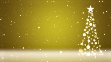 Noel ağacına düşen kar görüntüsü ve renkli arka plan, daha az kar.