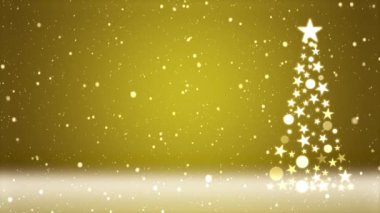 Yılbaşı ağacına düşen kar görüntüsü ve renkli arka plan, bir sürü kar.