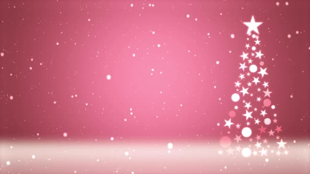 クリスマスツリーと色の背景に雪の落下の映像 以下の雪 — ストック動画
