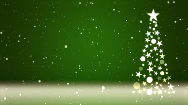 クリスマスツリーと色の背景に雪の落下の映像 以下の雪 — ストック動画