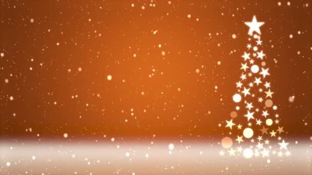 Filmación Nieve Cayendo Sobre Árbol Navidad Fondo Colores Mucha Nieve — Vídeos de Stock