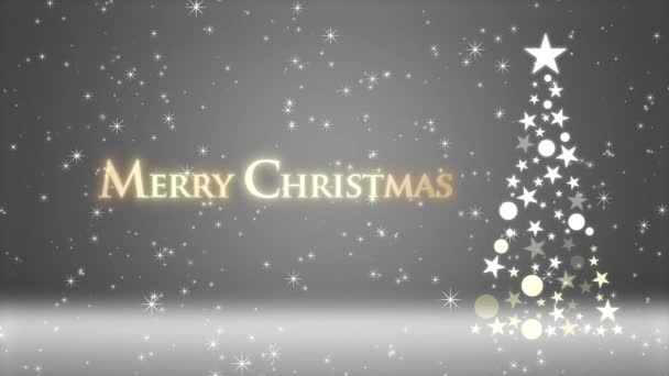 Christmas Tree Colored Background Sparkling Glitter Christmas Lettering — Stock Video