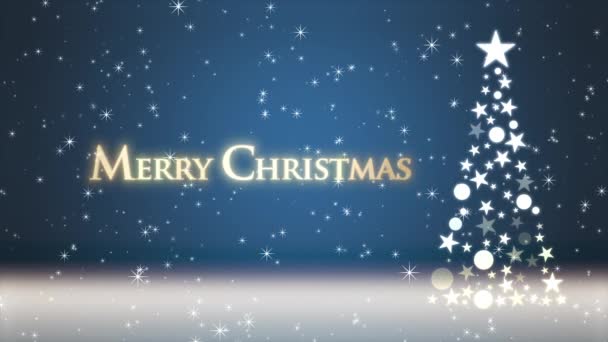 Christmas Tree Colored Background Sparkling Glitter Christmas Lettering — Stock Video