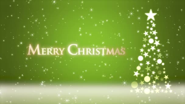 Weihnachtsbaum Und Farbiger Hintergrund Mit Funkelndem Glitzern Und Weihnachtsschriftzug — Stockvideo