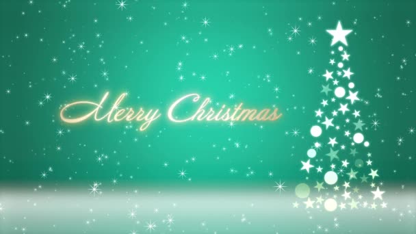 Árvore Natal Fundo Colorido Com Brilho Cintilante Letras Natal — Vídeo de Stock