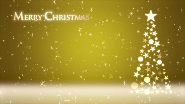 Christmas Tree Colored Background Sparkling Glitter Christmas Lettering — Stock Video