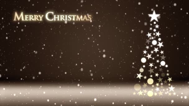 Christmas Tree Colored Background Falling Snowflakes Christmas Lettering — Stock Video