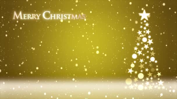 Noel Ağacı Renkli Arka Plan Düşen Kar Taneleri Noel Harfleriyle — Stok video