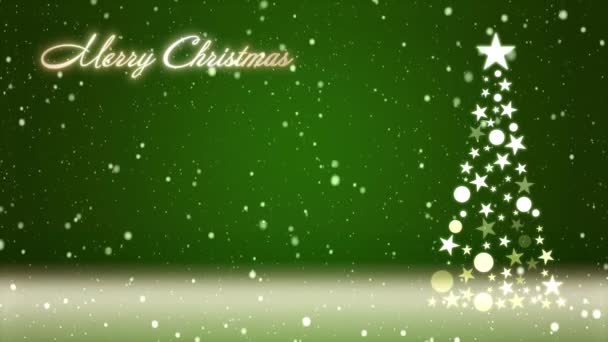 Christmas Tree Colored Background Falling Snowflakes Christmas Lettering — Stock Video