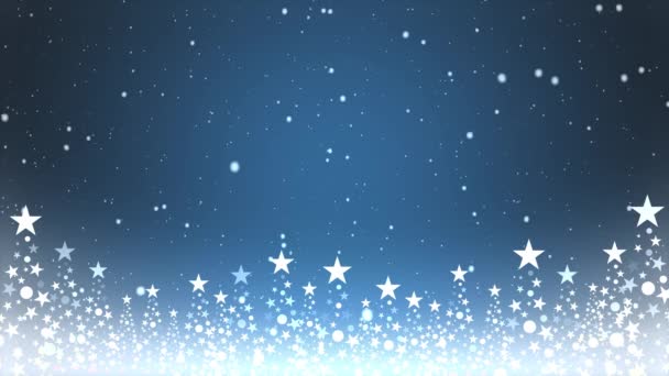 圣诞树上飘雪的镜头和彩色背景 — 图库视频影像