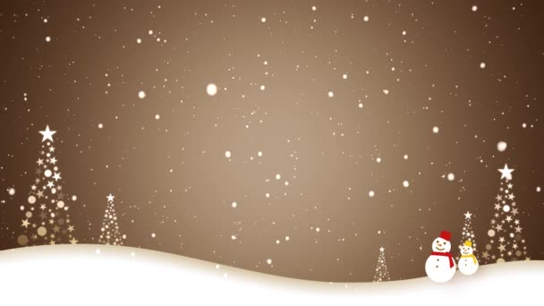 Words Merry Christmas Appear Image Snowman Walking Snow Loop Video — Stock Video