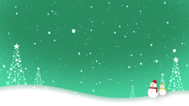 Slova Veselé Vánoce Objevují Obrázku Sněhuláka Kráčejícího Sněhu Smyčka Video — Stock video
