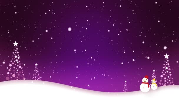 Boldog Karácsonyt Szavak Egy Hóember Képén Jelennek Meg Aki Hóban — Stock videók