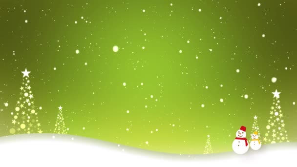 雪の中を歩く雪だるまのイメージに メリークリスマス という言葉が出てきます ループ動画 — ストック動画