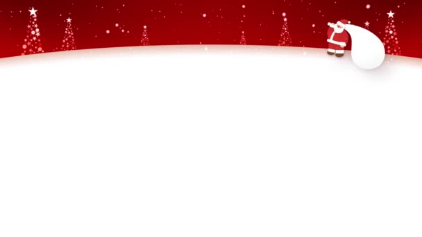 Pętla Wideo Mikołajem Chodzącym Śniegu Przestrzenią Telopów — Wideo stockowe