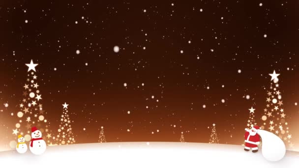 Петля Видео Санта Клауса Снеговик Качающийся Снегу — стоковое видео