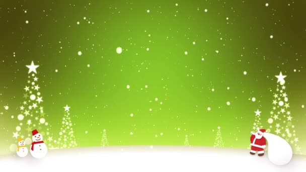 Loop Video Santa Claus Muñeco Nieve Balanceándose Nieve — Vídeo de stock