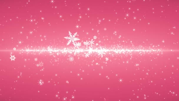 色彩斑斓的背景上飘扬的雪花和闪光的水晶 — 图库视频影像