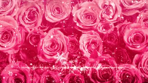 Kristall Aus Schnee Und Glitzern Flattert Auf Rosa Hintergrund — Stockvideo