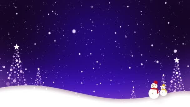 Las Palabras Feliz Navidad Aparecen Imagen Muñeco Nieve Caminando Nieve — Vídeo de stock
