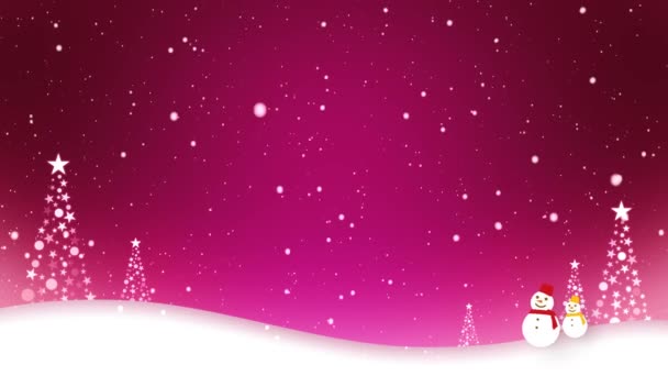 Слова Веселого Рождества Появляются Образе Снеговика Идущего Снегу Петля Видео — стоковое видео