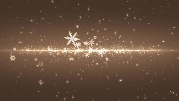 雪と輝きの結晶が色付きの背景に舞う — ストック動画