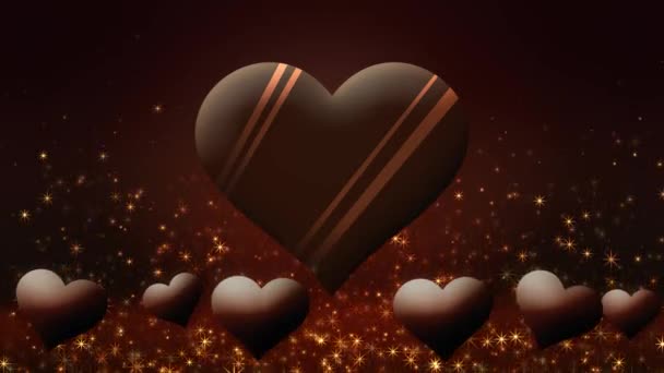 Видео Плавающих Шоколадных Сердец День Святого Валентина — стоковое видео
