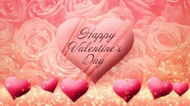Video of chocolate hearts floating on a rose background, Valentine's Day