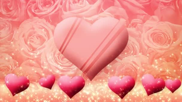 Video Chocolate Hearts Floating Rose Background Valentine Day — Stock video