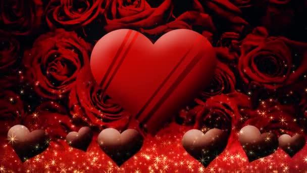 Video Chocolate Hearts Floating Rose Background Valentine Day — Stockvideo