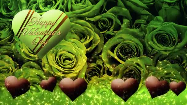Video Hati Coklat Mengambang Latar Belakang Mawar Hari Valentine — Stok Video