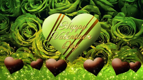 Image of floating chocolate hearts on a rose background, Valentine's Day
