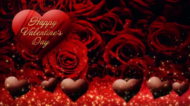Відео Шоколадних Сердець Пливуть Фоні Троянди День Святого Валентина — стокове відео