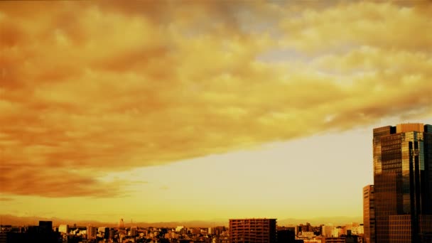 Video Van Lucht Wolken Steden Gebouwen Van Overdag Tot Zonsondergang — Stockvideo
