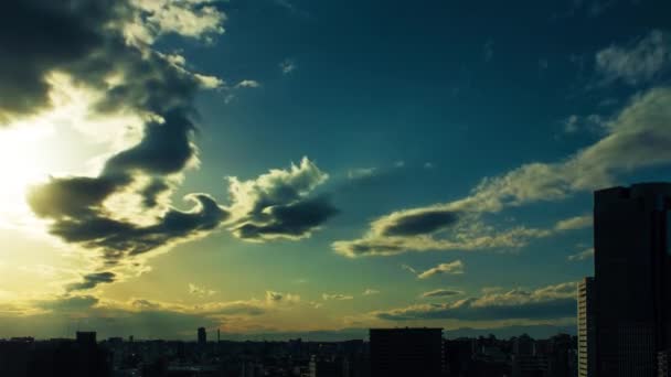 Video Sky Clouds Towns Buildings Daytime Sunset — Vídeos de Stock