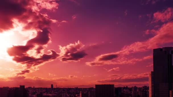 Video Sky Clouds Towns Buildings Daytime Sunset — Wideo stockowe