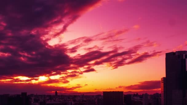 Video Sky Clouds City Buildings Night View Sunset — Video Stock