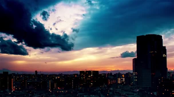 Video Sky Clouds City Buildings Night View Sunset — Video Stock