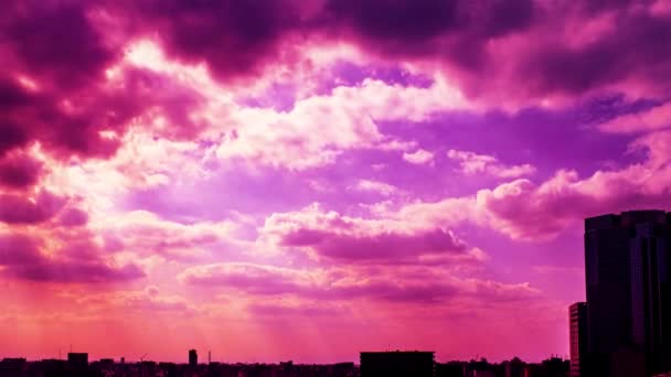 Video Oblohy Mraků Měst Budov Denního Světla Západu Slunce — Stock video