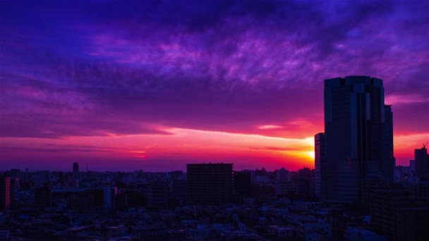 Video Sky Clouds City Buildings Night View Sunset — Vídeo de Stock