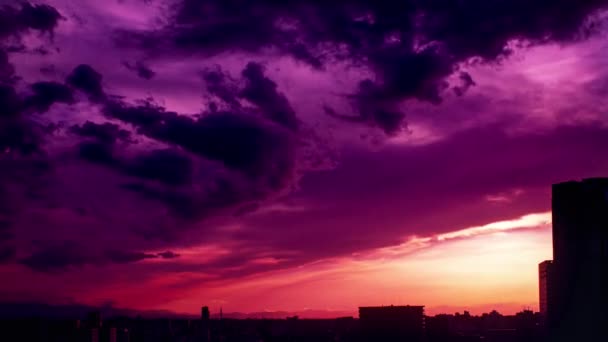 Wideo Nieba Chmur Miast Budynków Dnia Zachodu Słońca — Wideo stockowe