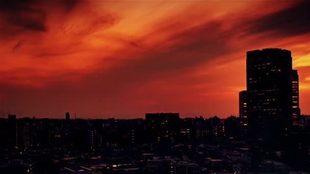 Video Himmel Skyer Bygninger Nat Udsigt Fra Solnedgang – Stock-video