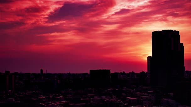 Video Sky Clouds City Buildings Night View Sunset — Vídeo de stock