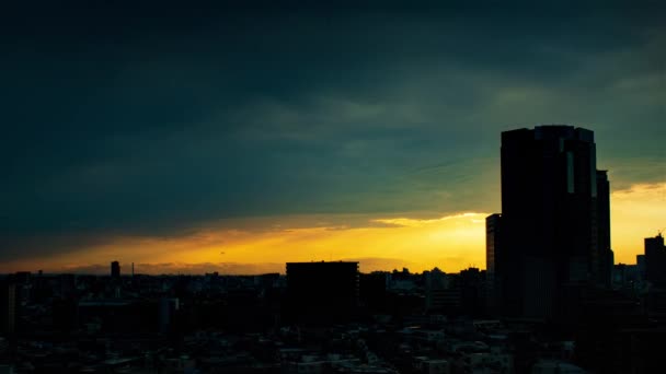 Video Sky Clouds City Buildings Night View Sunset — Vídeo de Stock