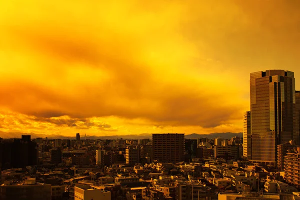 stock image Images of sky, clouds, city and buildings, from daytime to sunset