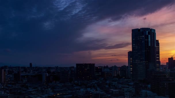 Βίντεο Από Ουρανό Σύννεφα Πόλη Και Κτίρια Νυχτερινή Θέα Από — Αρχείο Βίντεο