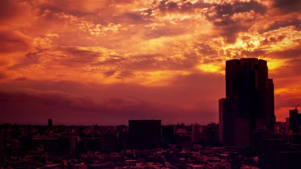 Video Sky Clouds Towns Buildings Daytime Sunset — Stock videók